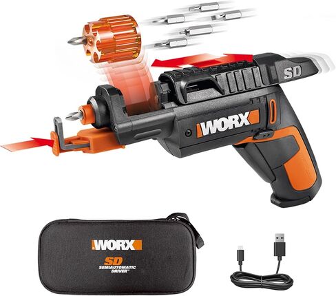 مفك براغي كهربائي WORX 4V، مجموعة مفك براغي لاسلكي قابل لإعادة الشحن مع 6 قطع، حامل براغي، كابل شحن USB من النوع C - WX255L.5 in Kuwait