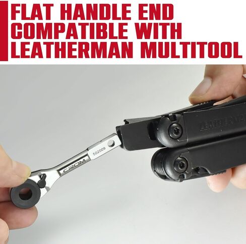 مفتاح ربط بسقاطة صغير مسطح من CROM - متوافق مع أداة Leatherman Multitool التي تستخدم لقم مفك براغي مسطحة (EDC Mini Ratchet) in Kuwait