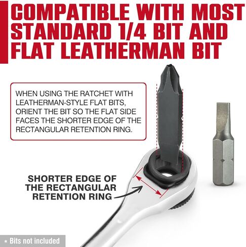 مفتاح ربط بسقاطة صغير مسطح من CROM - متوافق مع أداة Leatherman Multitool التي تستخدم لقم مفك براغي مسطحة (EDC Mini Ratchet) in Kuwait