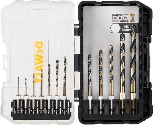 DEWALT 12 Pc Black and Gold Drill Bit Set, Premium Finish Impact Driver Bit Set for Metal, Plastic and Wood (DWAH1182) in Kuwait