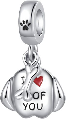 Dog Cat Paw Print Heart Dangle Charm Compatible with Pandora Charms Bracelets in Saudi Arabia