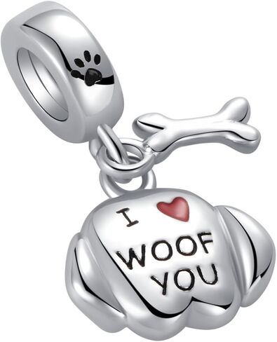 Dog Cat Paw Print Heart Dangle Charm Compatible with Pandora Charms Bracelets in Saudi Arabia