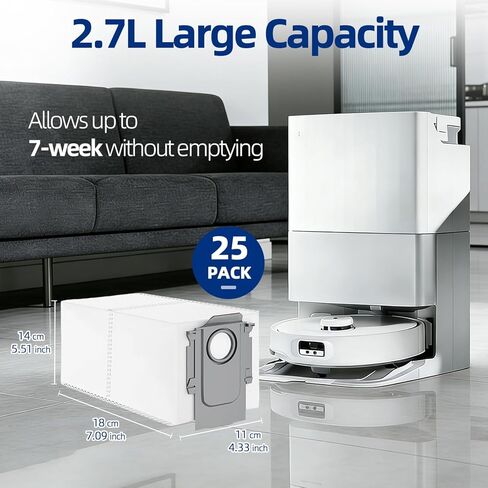 25 عبوة من أكياس الغبار للاستعمال مرة واحدة لـ Roborock QV35A/ Qrevo S5V، Saros 10R/10/Z70، S8 MaxV/Max Ultra، Qrevo MaxV/Pro/Curv/CurvX/Edge/Slim/Edge S5A/Pro/Plus/Master/Qrevo S Robot Vacuum in Kuwait