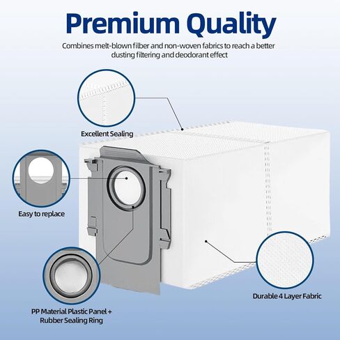 25 عبوة من أكياس الغبار للاستعمال مرة واحدة لـ Roborock QV35A/ Qrevo S5V، Saros 10R/10/Z70، S8 MaxV/Max Ultra، Qrevo MaxV/Pro/Curv/CurvX/Edge/Slim/Edge S5A/Pro/Plus/Master/Qrevo S Robot Vacuum in Kuwait