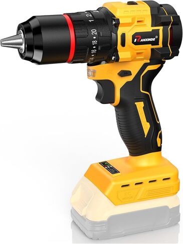 Raxinde 1/2" 20V Hammer Drill Compatible with Dewalt 20V Max Battery, 2 Speed 0-400/1800 RPM, 37.29 Ib-ft Torque, Brushless, for Home & DIY Drilling and Screwdriving (Battery Not Included, Non-OEM) in Kuwait