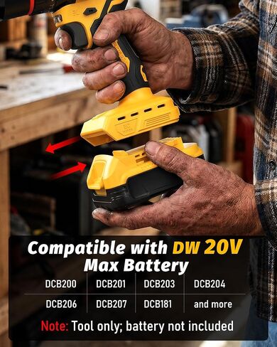 Raxinde 1/2" 20V Hammer Drill Compatible with Dewalt 20V Max Battery, 2 Speed 0-400/1800 RPM, 37.29 Ib-ft Torque, Brushless, for Home & DIY Drilling and Screwdriving (Battery Not Included, Non-OEM) in Kuwait