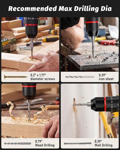 Raxinde 1/2" 20V Hammer Drill Compatible with Dewalt 20V Max Battery, 2 Speed 0-400/1800 RPM, 37.29 Ib-ft Torque, Brushless, for Home & DIY Drilling and Screwdriving (Battery Not Included, Non-OEM) in Kuwait
