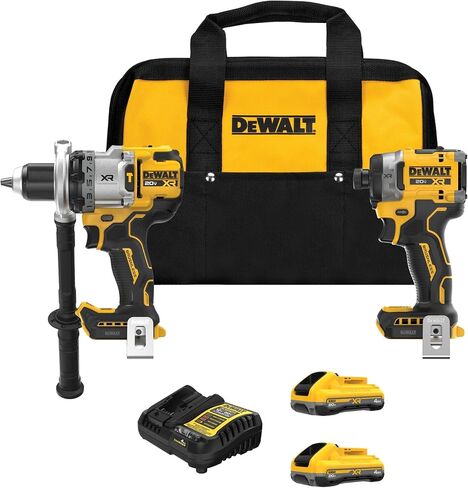 DEWALT 20V MAX XR Brushless Hammer Drill 1/2 In. and High Torque 1/4 Impact Driver Combo with 2 x 4 Ah Batteries and 4 Amp Charger (DCK2112QQ2) in Kuwait
