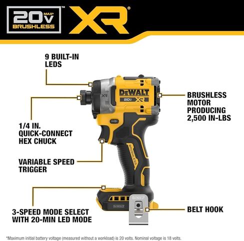DEWALT 20V MAX XR Brushless Hammer Drill 1/2 In. and High Torque 1/4 Impact Driver Combo with 2 x 4 Ah Batteries and 4 Amp Charger (DCK2112QQ2) in Kuwait