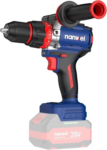NANWEI Hammer Drill,1450in-lbs,26000BPM,1/2" Keyless Metal Chuck,20+3 Clutch,2x4.0Ah Batteries,20V Brushless Cordless Impact Drill Kit for Drilling Brick Wall, Metal, Wood,Concrete in Saudi Arabia