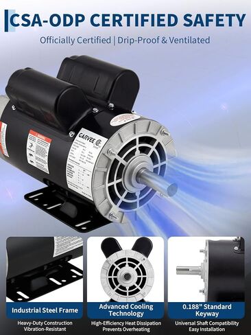 محرك كهربائي لضاغط الهواء 5HP SPL، 230 فولت 20 أمبير، 3450 دورة في الدقيقة 56 إطار، عمود بمفتاح 5/8 بوصة، ألومنيوم مغطى بالنحاس، واجب تجاري ODP CW/CCW لضواغط الهواء in Kuwait