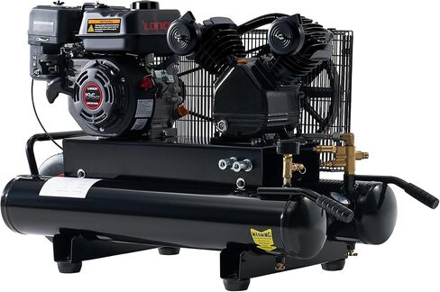 ألبوت ضاغط هواء يعمل بالغاز 6.5 حصان، خزان أفقي محمول 8 جالون، محرك 196cc Loncin، 10 CFM @ 115 PSI، ضاغط مضخة مكبس بعجلات لورشة العمل، المرآب in Kuwait