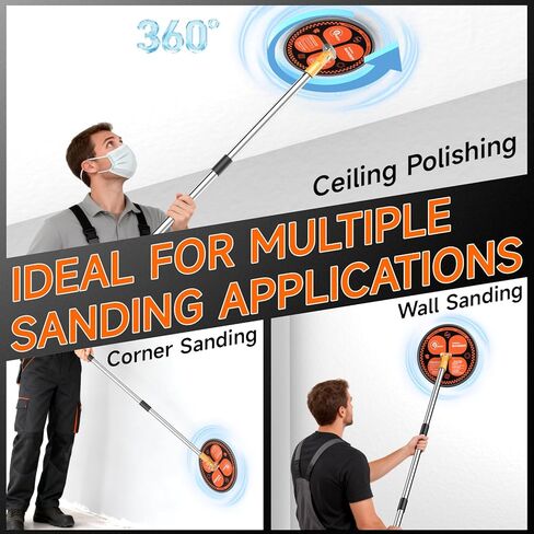 Pole Sander for Drywall, 78 inch Wall Sander for Painting Prep, 360° Drywall Pole Sander with Extension Pole, Manual Hand Drywall Sander for Painting Projects, with 8 PCS Sanding Sheets, for Ceilings in Saudi Arabia