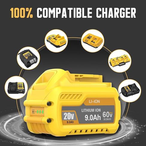 9.0Ah Replacement for Dewalt 20V 60V Flexvolt Battery Compatible with Dewalt 20 60 Volt Max Battery DCB609 DCB606 DCB612 DCB200 DCB201 DCB203 DCB204 DCB206 DCB207 DCB209 Cordless Power Tools, 2Pack in Kuwait
