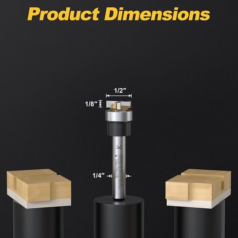 Professional Pattern Flush Trim Router Bit, 1/4" Shank Bottom Bearing, 3-Blade Carbide Tipped Woodworking Router Bits for Precision Edge Trimming, Cutting Length: 1/8" in Saudi Arabia