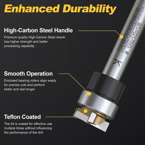 Professional Pattern Flush Trim Router Bit, 1/4" Shank Bottom Bearing, 3-Blade Carbide Tipped Woodworking Router Bits for Precision Edge Trimming, Cutting Length: 1/8" in Saudi Arabia