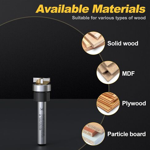 Professional Pattern Flush Trim Router Bit, 1/4" Shank Bottom Bearing, 3-Blade Carbide Tipped Woodworking Router Bits for Precision Edge Trimming, Cutting Length: 1/8" in Saudi Arabia