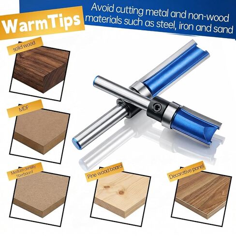 4 Pcs Pattern Flush Trim Router Bit Set 1/4 Inch Shank, Top Bearing Carbide Flush Trim Cut Router Bit Set for Woodworking, Cutting Diameter: 1/2", Cutting Length: 1/2", 3/4", 1", 1-1/2" in Kuwait