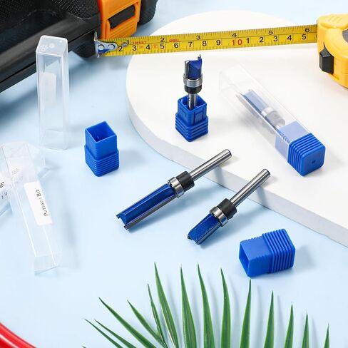 4 Pcs Pattern Flush Trim Router Bit Set 1/4 Inch Shank, Top Bearing Carbide Flush Trim Cut Router Bit Set for Woodworking, Cutting Diameter: 1/2", Cutting Length: 1/2", 3/4", 1", 1-1/2" in Kuwait