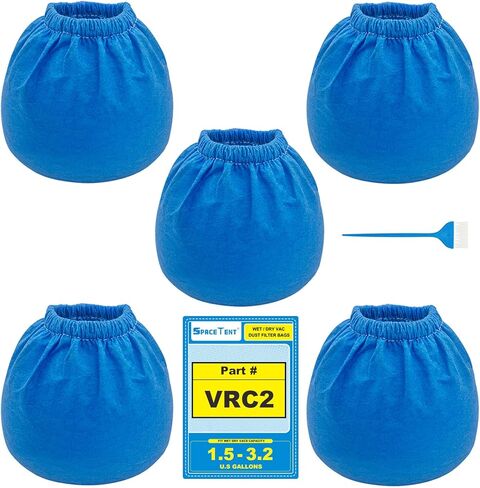 SpaceTent 5 Pack VRC2 Vacuum Filter for Vacmaster 1.5 to 3.2 Gallon and Armor All 2.5 Gallon Wet/Dry Vacuums, part # VRC2, Armor All AA255 Replacement Cloth Filter, Armor All Filter Bags in Kuwait