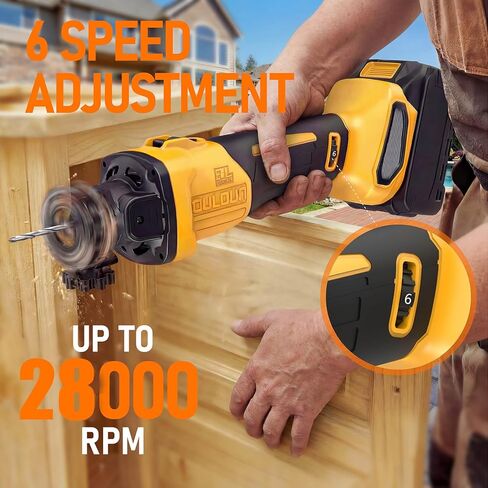Cordless Drywall Cut-Out Tool, Brushless Rotary Saw Compatible With Dewalt 20V Battery, 28000 RPM 6-Speed Adjustable Depth, Compact Spiral Tool for Drywall Sheetrock Wood Cutting (Tool Only) in Kuwait
