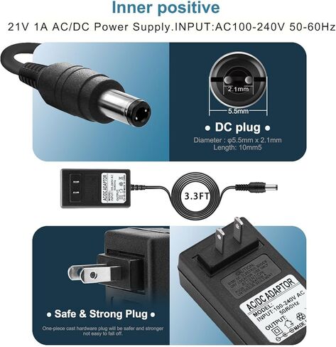 21V 1A Lithium Battery Charger for Mini Chainsaw, Power Tools Lithium Battery Charger, Compatible with Aker/Saker/Seyvum/O-Conn/Jujubean/DINSHARE/VTEK,20V/21V Chainsaw Battery with LED Indicator. in Kuwait