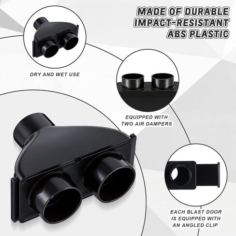 2.5" ABS Vacuum Y Connector Splitter with Individual Blast Gates ABS Dual Hose Dust Collection Adapter Compatible with 2.5" Splitter Hose Setups and Rigid Vacuum Attachment in Kuwait