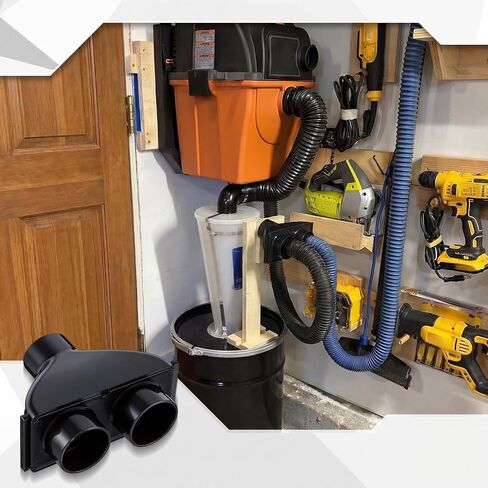 2.5" ABS Vacuum Y Connector Splitter with Individual Blast Gates ABS Dual Hose Dust Collection Adapter Compatible with 2.5" Splitter Hose Setups and Rigid Vacuum Attachment in Kuwait