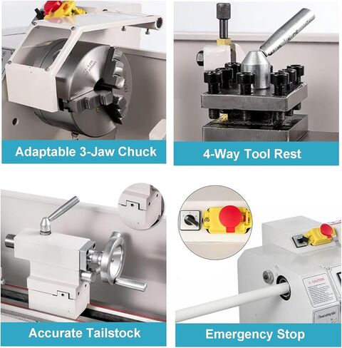 8.7"x 29.5" Metal Lathe Machine, with 1100W Brushless Motor, 0-3000RPM Variable Speed Power Benchtop Lathes Machine, Mini Torno Para Metal with LED Screen, 3-Jaw Chuck in Kuwait