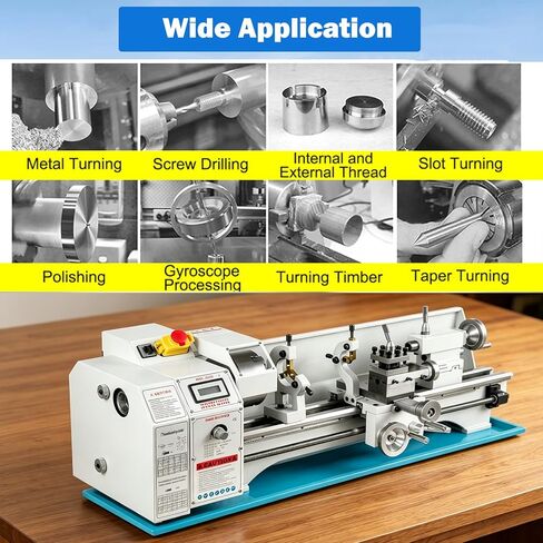 8.7"x 29.5" Metal Lathe Machine, with 1100W Brushless Motor, 0-3000RPM Variable Speed Power Benchtop Lathes Machine, Mini Torno Para Metal with LED Screen, 3-Jaw Chuck in Kuwait