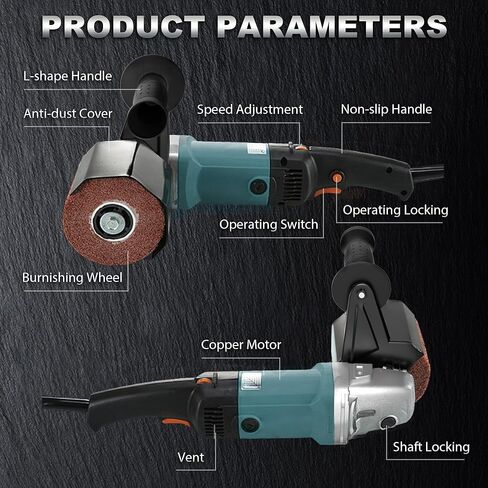 Surface Conditioning Tool 1400W, Burnishing Polishing Machine with 8 Variable Speed, Electric Handheld Stainless Steel Polisher Set, Metal Burnishing Machine Kit with Burnishing Wheel in Kuwait