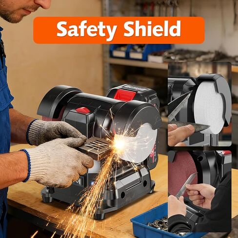 Mini Bench Grinder, Cordless & Corded Jewelry Polisher with 6 Variable Speed & Flexible Shaft, Includes Complete Accessories for Grinding, Polishing, Cutting and Drilling Rocks, Metals and Gems in Kuwait