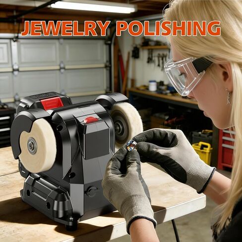 Mini Bench Grinder, Cordless & Corded Jewelry Polisher with 6 Variable Speed & Flexible Shaft, Includes Complete Accessories for Grinding, Polishing, Cutting and Drilling Rocks, Metals and Gems in Kuwait