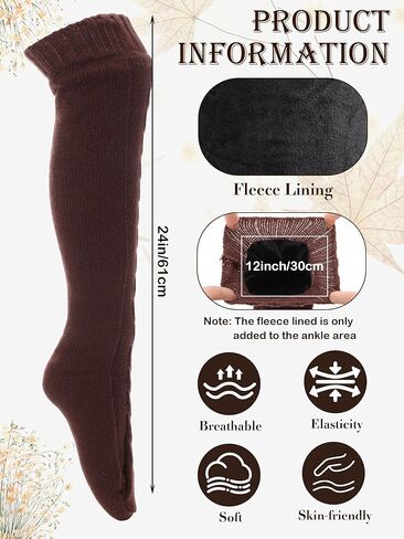 Suhine Women Fleece Lined Long Boot Socks Cable Knit Thick Knee High Stocking Winter Warm Socks Leg Warmers in Saudi Arabia