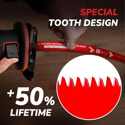 5PCS Arc Edge Reciprocating Saw Blade 15 Inch, Japanese Teeth Pruning Saw Blades 6TPI for Tree Trimming, Wood Cutting with Storage Case in Kuwait