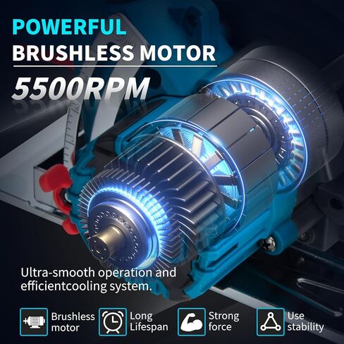 6-1/2" Cordless Circular Saw,21V Brushless Hand Circle Saw with 2 x 6.0Ah Battery & 3 Blade,5500 RPM Sierra Circular electrica 0-45° Cutting Bevel,Max Cutting Depth 2-1/4"(90°),1-7/16" (45°) in Kuwait