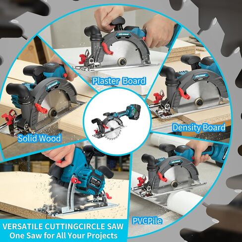 6-1/2" Cordless Circular Saw,21V Brushless Hand Circle Saw with 2 x 6.0Ah Battery & 3 Blade,5500 RPM Sierra Circular electrica 0-45° Cutting Bevel,Max Cutting Depth 2-1/4"(90°),1-7/16" (45°) in Kuwait