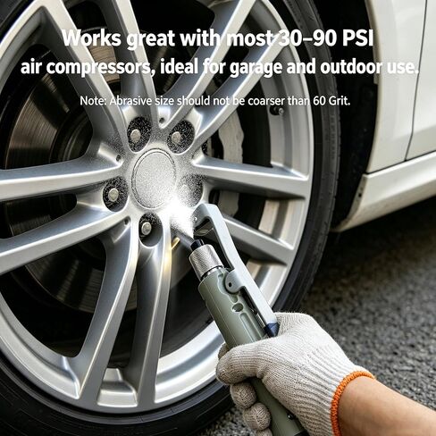 Sand Blaster Gun Kit with 4 Ceramic Nozzles, 8ft Sandblasting Hose & Valve, Rust Paint Stain Remover for DIY, Automotive, Tile, Metal Surface Cleaning with Aluminum Oxide, Sand, Walnut Shell in Saudi Arabia