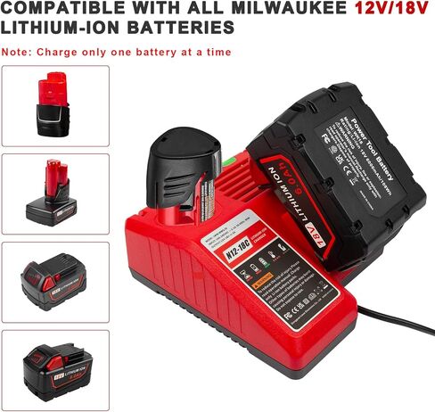 Rapid Charger for Mil-Waukee M-12 & for M-18 Replacement Charger for 48-59-1812, XC Lithium Ion Battery 48-11-2420 48-11-2440 48-11-1815 48-11-1820 48-11-1840 48-11-1850 48-11-2401 48-11-1890 in Kuwait