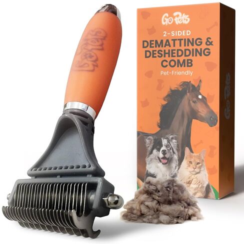 Gopets deseshedding & dematting مشط للكلاب ، وفرشاة القطط ، وفرشاة تحطيم للسرقة ، والتشابك ، والسكان ، وشفرات الفولاذ المقاوم للصدأ ، ومقبض مريح ، مثالي لجميع أنواع السلالات وأنواع المعطف in Kuwait