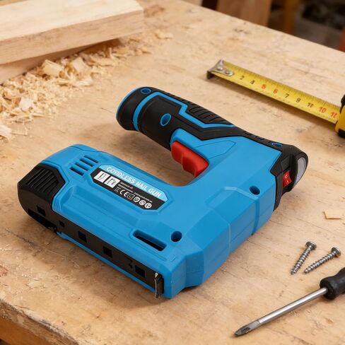 Fafeicy Electric Staple Li Ion Nail المحمولة ببطارية لاسلكية تعمل بالشحن السريع بسعة عالية 1500 مللي أمبير في الساعة لتنجيد أعمال النجارة ومشاريع DIY المنزلية in Kuwait
