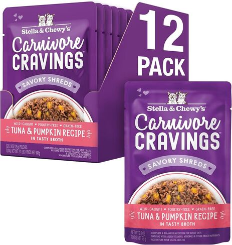 Stella & Chewy's Carnivore Cravings Wet Cat Food - Premium Pouches - Grain Free, High Protein Salmon, Tuna & Mackerel - Perfect For Picky Eaters - Complete Meal or Topper (2.8 oz, 24 Pack) in Saudi Arabia