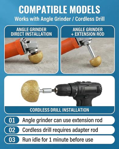 2PCS Spherical Diamond Grinding Bit (30mm & 50mm), M10 Thread Mushroom Head for Stone Carving, Internal Arc Abrasive Bits for for Stone Flowerpots,Cobblestone,Granite,Marble Rock Planters in Saudi Arabia
