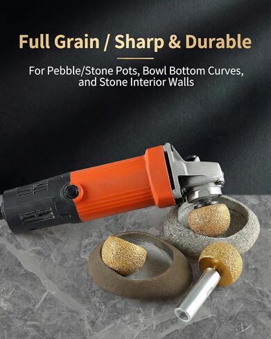 2PCS Spherical Diamond Grinding Bit (30mm & 50mm), M10 Thread Mushroom Head for Stone Carving, Internal Arc Abrasive Bits for for Stone Flowerpots,Cobblestone,Granite,Marble Rock Planters in Saudi Arabia