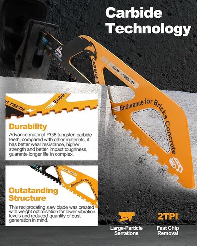 Reciprocating Saw Blades 12 Inch/305mm, 2-Pack Brick Masonry Concrete Cement Board Cutting Reciprocating Sabre Saw Blades in Saudi Arabia