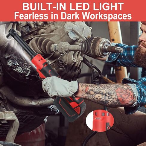 Cordless Ratchet for Milwaukee 18V Battery, 3/8" Electric Ratchet 18V Cordless Ratchet Wrench 74Ft-Lbs with Reinforced 6.3 inch Head, 1/2" and 1/4" Adapter, 3" Extension Bar (Total 11 ‎Accessories) in Kuwait