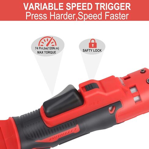 Cordless Ratchet for Milwaukee 18V Battery, 3/8" Electric Ratchet 18V Cordless Ratchet Wrench 74Ft-Lbs with Reinforced 6.3 inch Head, 1/2" and 1/4" Adapter, 3" Extension Bar (Total 11 ‎Accessories) in Kuwait