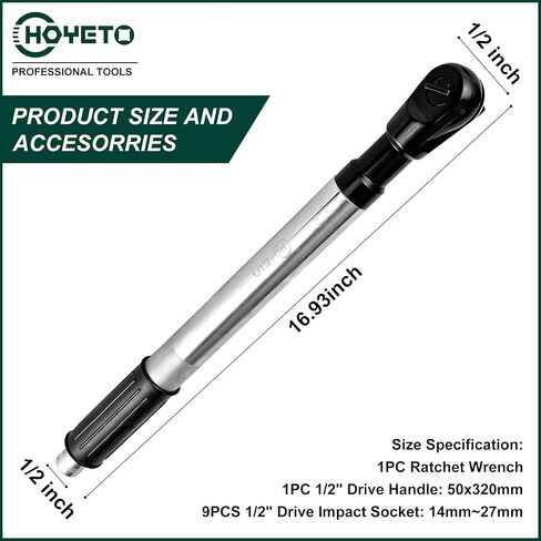 Offset Extension Wrench, 11 Piece 1/2" Offset Extension Wrench Impact for Electric Drill with 9 Impact Socket, 1/2" drive handle, Multifunctional Electric Ratchet Wrench, Slim for Tight Spaces in Kuwait