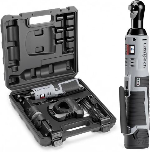 3/8" Cordless Electric Ratchet Wrench Set, 40Ft-lbs, 12V Power Ratchet Tool Kit With 2 Packs 2000mAh Lithium-Ion Battery And Charger,6 Sockets, 1/4" Adapter and 3" Extension Bar in Kuwait