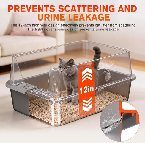 2pack 2pack الفولاذ المقاوم للصدأ القمامة ، صندوق القمامة المعدنية مع جوانب عالية ، XL صندوق فضلات كبير XL للقطط الكبيرة ، لا تمتص الروائح ، مقاومة للتسرب ، خالية من البقع ، خالية من الصدأ ، سهلة التنظيف ، مغرفة ، in Kuwait